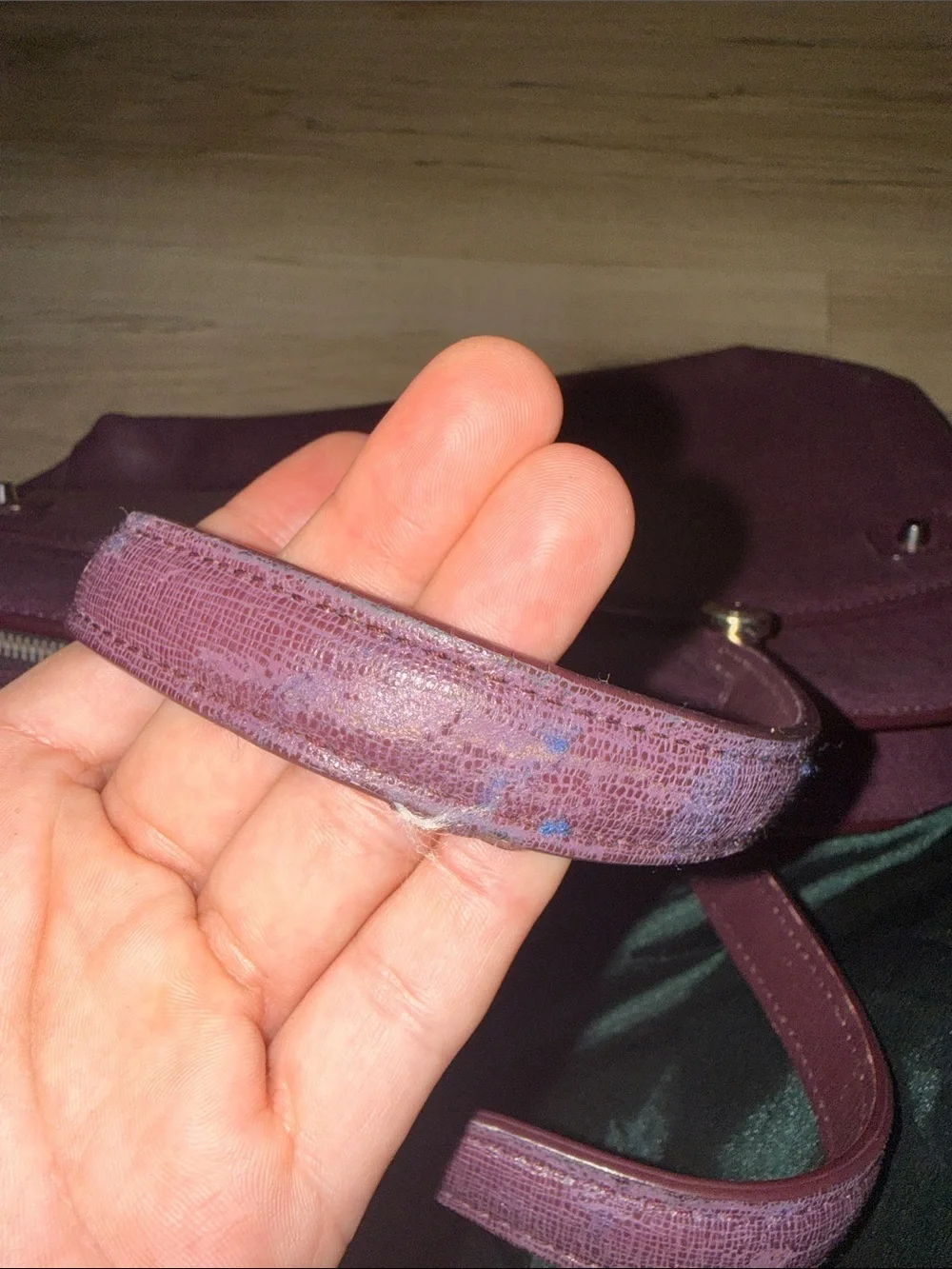 Furla Plum Leather Tote with Gold Hardware